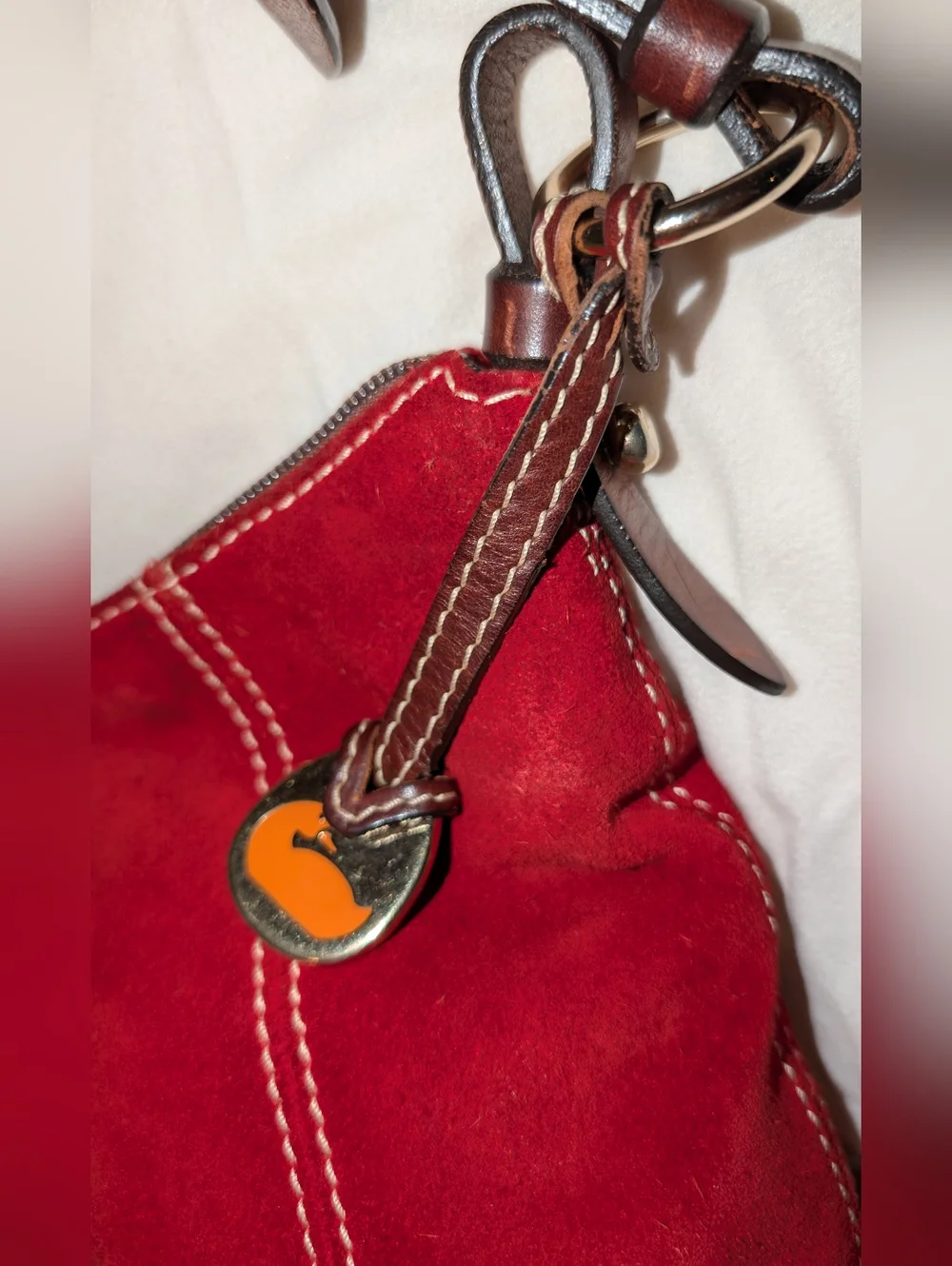 Dooney & Bourke Suede Hobo Bag Red GUC